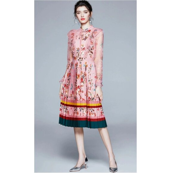 Keinmay Floral coquette pleated dress - Picture 1 of 12